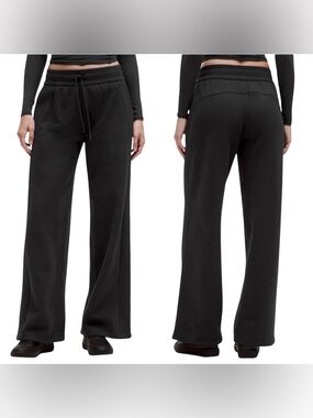 Lululemon 6 Wide Leg Scuba Pants Women’s Black Mid Rise Sweatpants Stretch Cozy